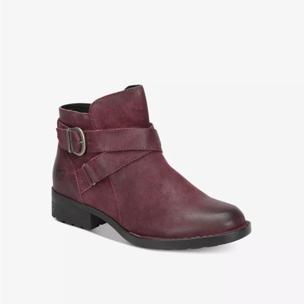 Women Born Burgundy Leather Distressed Ankle Boots - Size 8